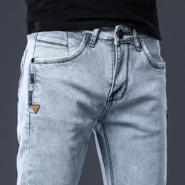 

men's jeans skinny denim men slim fit stretch mens pant gray blue k1ki