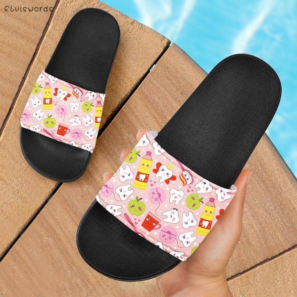 

slippers women fashion rubber slides cute cartoon print casual home 2021 summer bedroom flat shoes mujer, Black