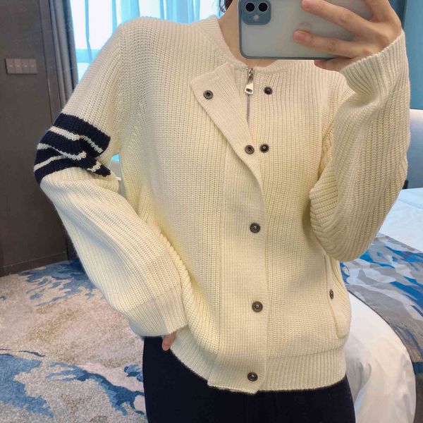 

tb knitted baseball suit short coat men's women's fashion ins spring and autumn versatile korean loose casual jacket, White;black