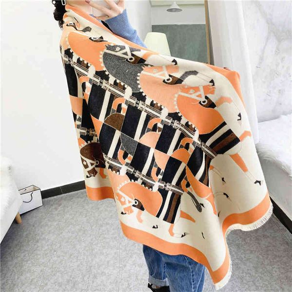 

design literary atmosphere imitation cashmere scarf double-sided men's and women's long shawl dual-purpose live broadcast, Blue;gray