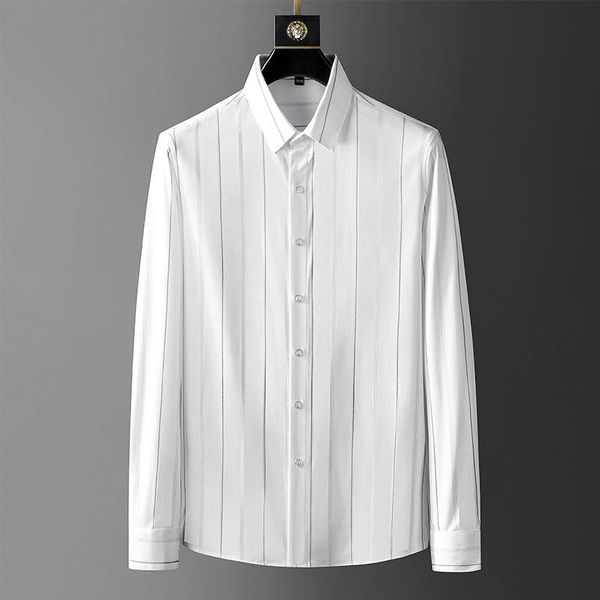 

men's casual shirts men's striped slim fit formal fashion long sleeve, White;black