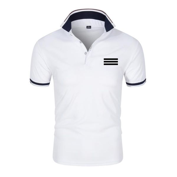 

men's polos 2021 summer short sleeve men turn-over collar fashion casual slim breathable solid color business shirt, White;black