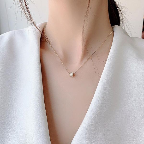 

chokers korean style girl simple pendant metal elegant retro necklace clavicle chain for women fashion jewelry accessories, Golden;silver