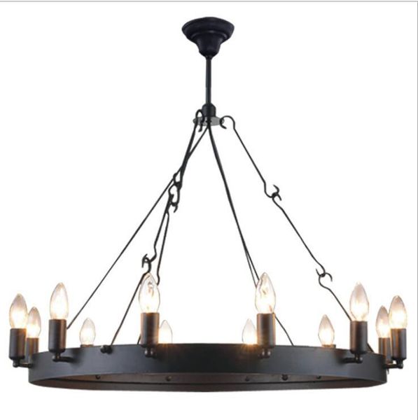 

ceiling lights rh loft american rural vintage iron chandelier classic industrial light round candle creative dining hall lamp led