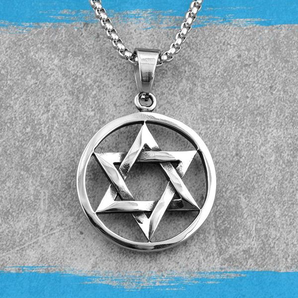 

pendant necklaces hexagram star islam stainless steel men pendants chain simple for boyfriend male jewelry creativity gift wholesale, Silver