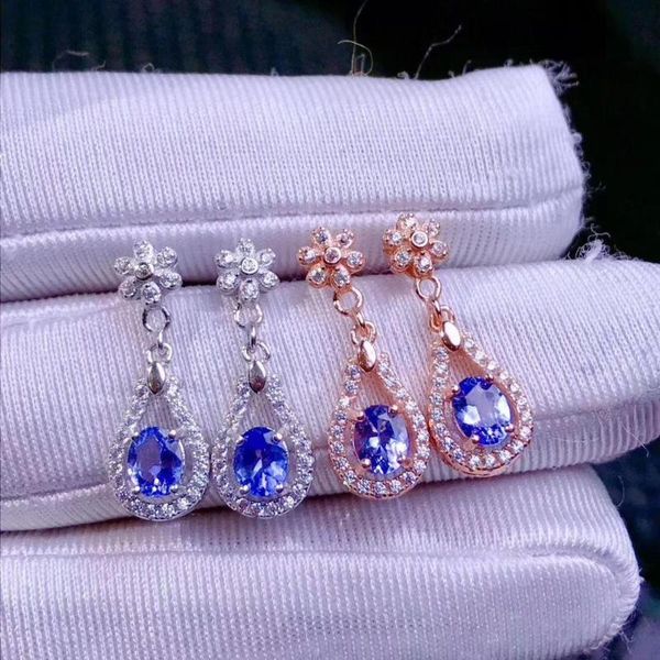 

other natural and real tanzanite earring 925 sterling silver fine jewelry, Golden;silver