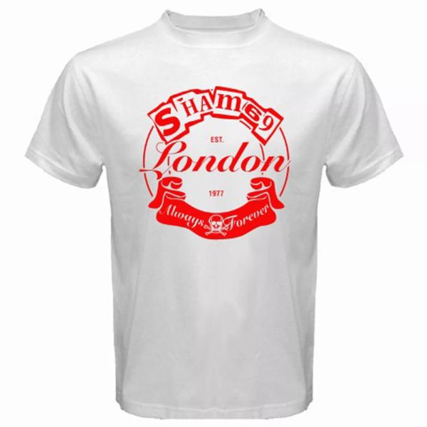 

new sham 69 band logo men's white t-shirt size s - 3xl, White;black