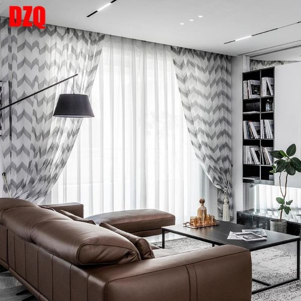 

curtains wavy stripe jacquard drops grommet eyelets thread fabric for bedroom windows simple tulle curtain & drapes