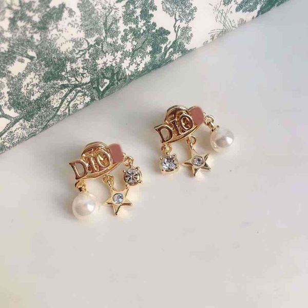

luxury earrings fashion designer jewelry d home / dijia pearl diamond tassel personality net red girl korean ja letter, Golden