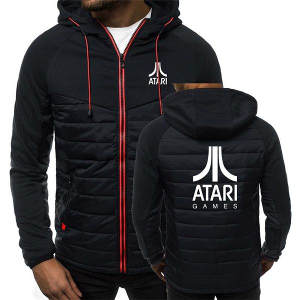 

men's hoodies & sweatshirts 2021 mens atari games logo for man print hooded jackets zipper spring autumn fashion warm fleece padded coa, Black