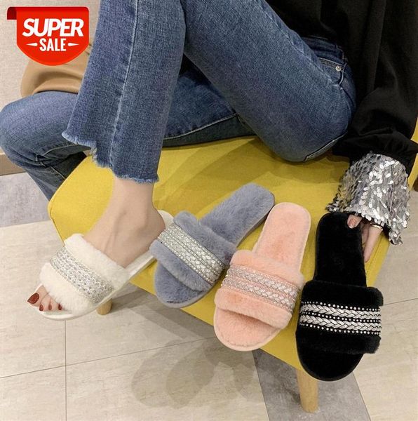 

hairy shoes home cotton mopping girl korean small incense style indoor wooden floor cute warm slippers #ja6g, Black