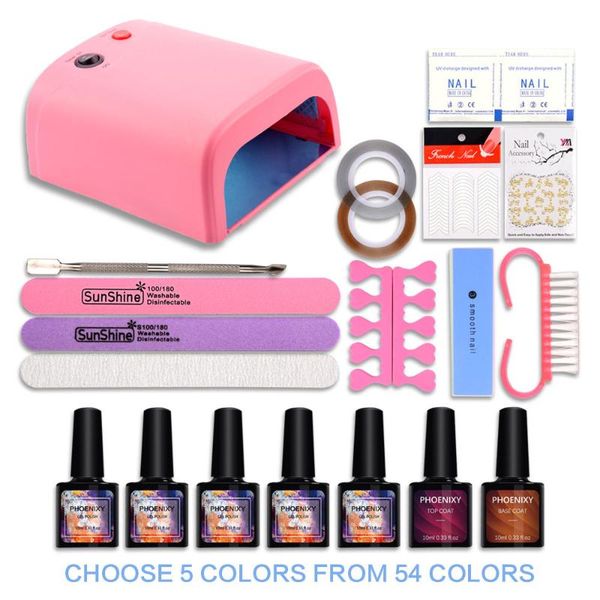 

nail art kits phoenixy set 36w uv lamp dryer & gel polish soak off manicure lasting kit for tools