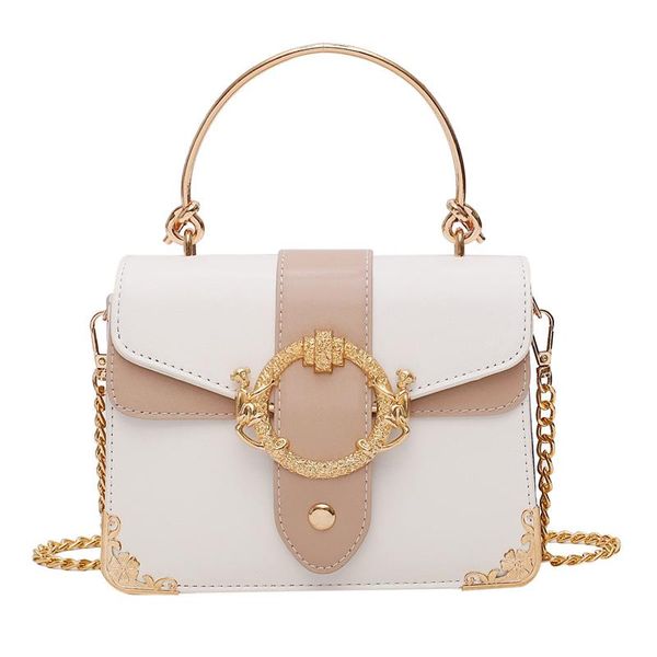 

evening bags contrast color square crossbody bag 2021 totes with metal handle quality pu leather women's handbag chain shoulder messeng