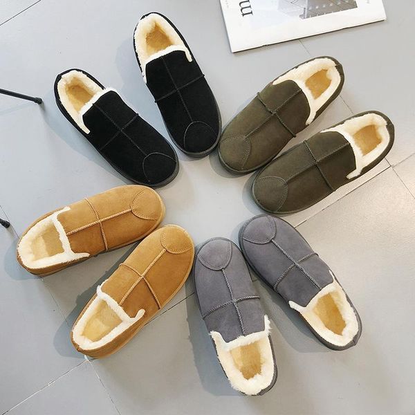 

boots korean version of warm winter plus fluffy shoes flat lazy bread women, Black