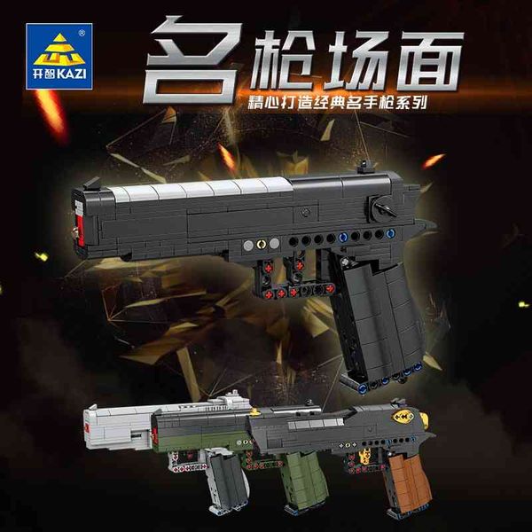

kaizhi children's assembled desert eagle pistol series ejection small particle boy's building block toy ky88001-04