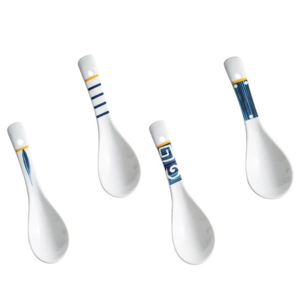 

spoons 4pcs simple japanese style soup ceramic rice home