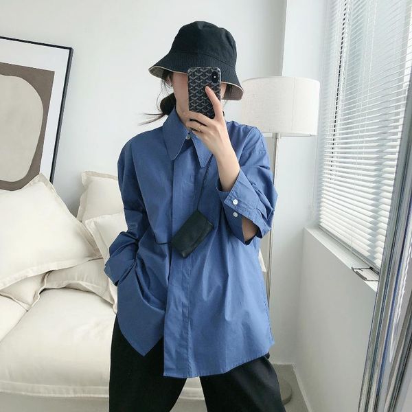 

spring women's loose shirts korean casual solid color shirt long sleeve oversized blouses &, White
