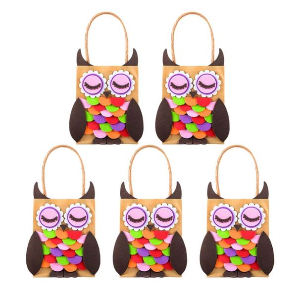 

gift wrap 5 set animal design kraft paper packing storage bag cookie candy container diy for kids kindergarten (j)
