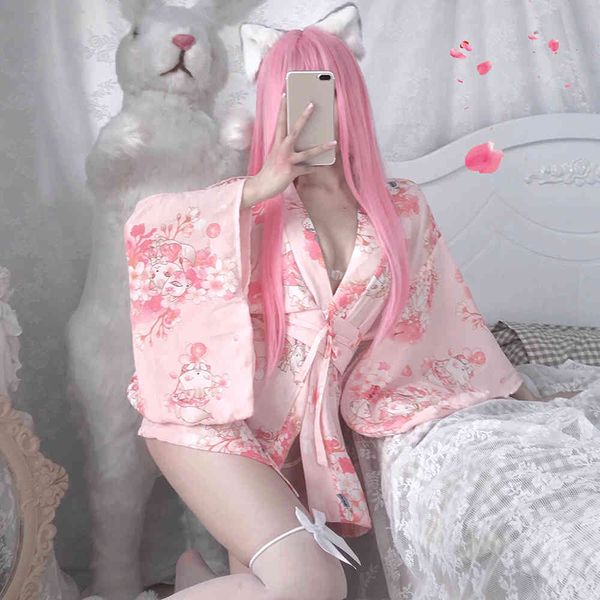 

ladies janpanese traditional kimono cosplay costumes oufit women kawaii pink cute lingerie pajamas, Red;black