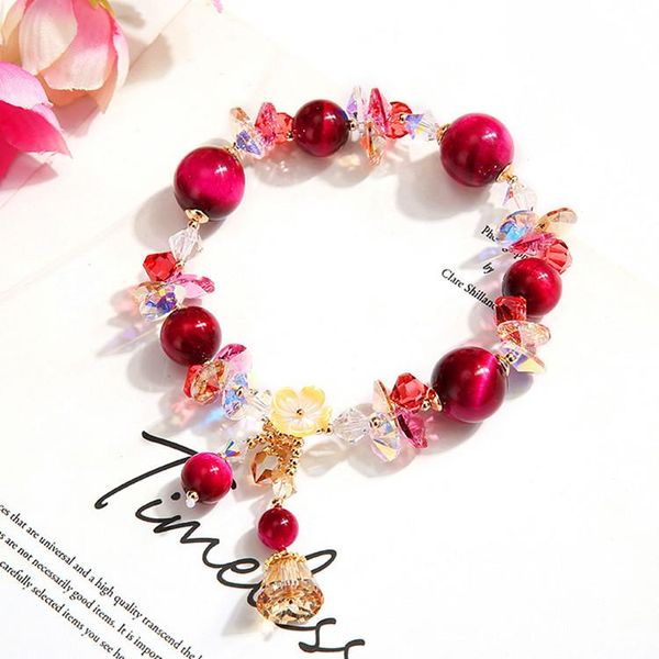 

charm bracelets tiger's eye stone crystal bracelet horn pendant conch fashion women, Golden;silver
