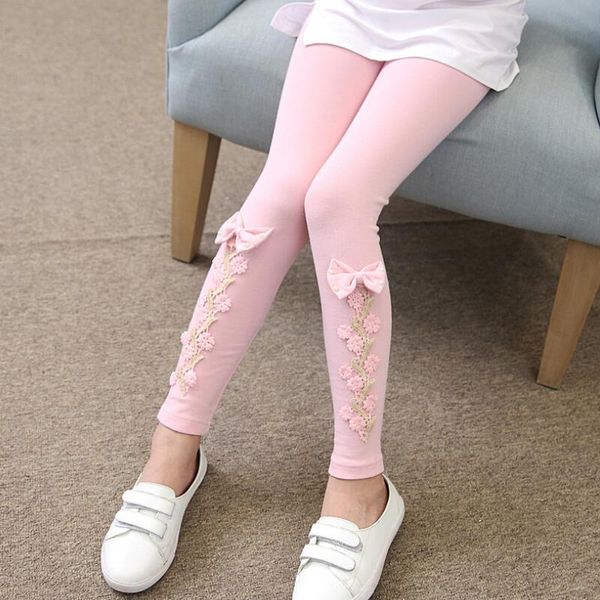 

trousers children's toddler teenager girls lace flower cotton stretchy leggings kids skinny legging pants autumn 2021 jw4092a3, Blue