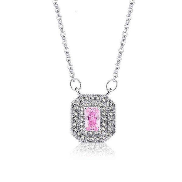 

selling fashion geometric square necklace inlaid with 3a zircon diamond light luxury versatile pendant female, Silver