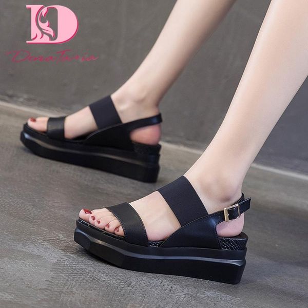 

doratasia 2021 arrivals women sandals med wedges peep toe platform mixed colors summer casual woman gladiator shoes, Black