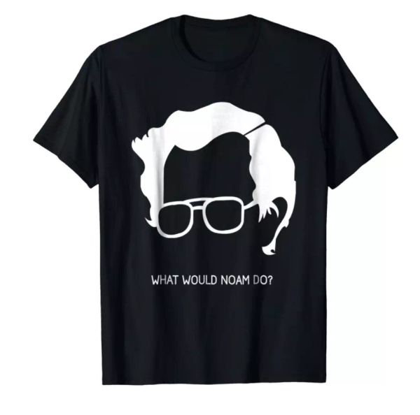 

r1 what would noam do noam chomsky black t-shirt, White;black