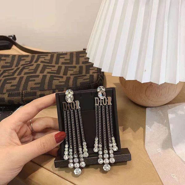 

home 21 year new fashion long tassel women's net red same letter earrings, Silver