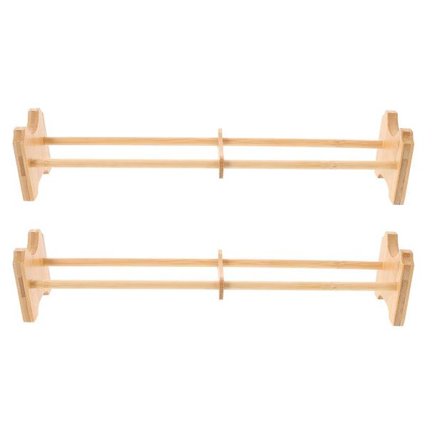 

mats & pads 2pcs tea cup display racks simple stands holders (wood color)
