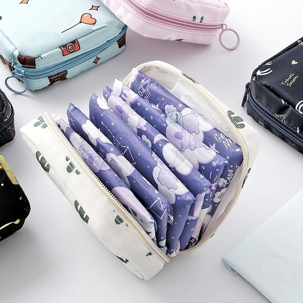 

storage bags waterproof tampon bag cute sanitary pad pouch portable makeup lipstick key earphone data cables organizer