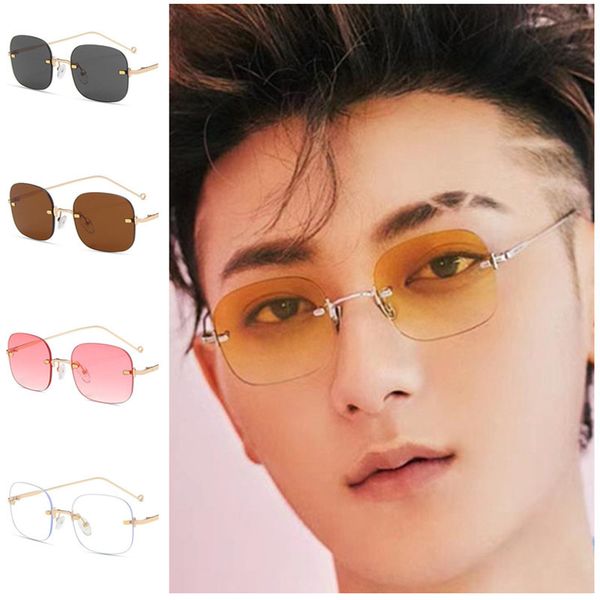 

fashion sunglasses rimless sun glasses alloy temples eyeglasses anti-uv spectacles personality ornamental adumbral a++, White;black