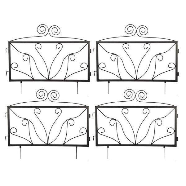 

fencing, trellis & gates 4pcs garden decorative fence coated wrought iron fences metal fencing panels courtyard for home outdoor decoration