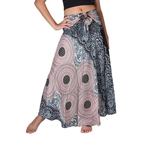 

skirts women long hippie bohemian gypsy boho flowers elastic skirt 401#, Black