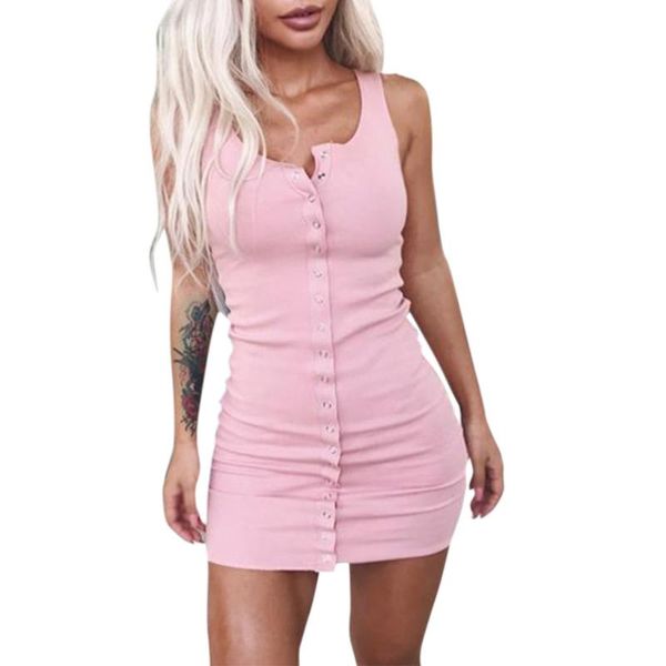

casual dresses women's sleeveless button down stretch tank summer mini dress v neck party d08e, Black;gray