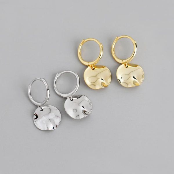 

hoop & huggie 925 sterling silver round wafer dangle drop earrings f071, Golden;silver