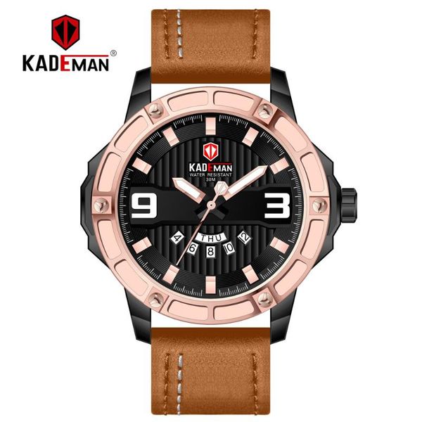 

wristwatches kademan fashion men sport watches waterproof man quartz male watch leather clock relogio masculino, Slivery;brown