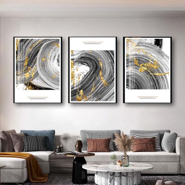 

paintings nordic style gold abstract canvas poster black and white marble art print modern luxury wall painting living room decoration