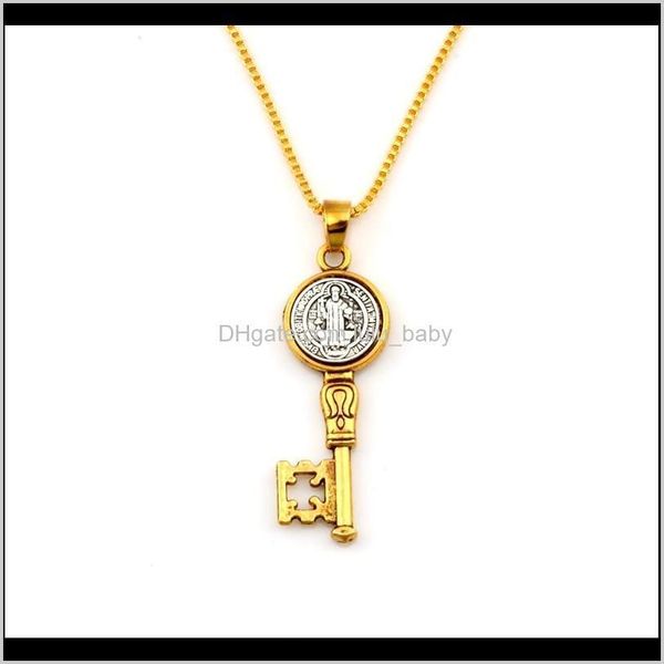 

& jewelry drop delivery 2021 30pcs/lots benedict medal cross key alloy charms pendant travel protection pendants necklaces antique sier and, Silver