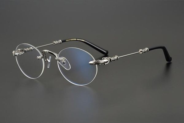 Роскошный дизайн Ретро-Винтаж Круглый Рама RIMLENT Мода Ульситель Titanium Unisex Plano Eyeglasses 52-25-140 Предприятие Очки Exqusite Металл Логотип