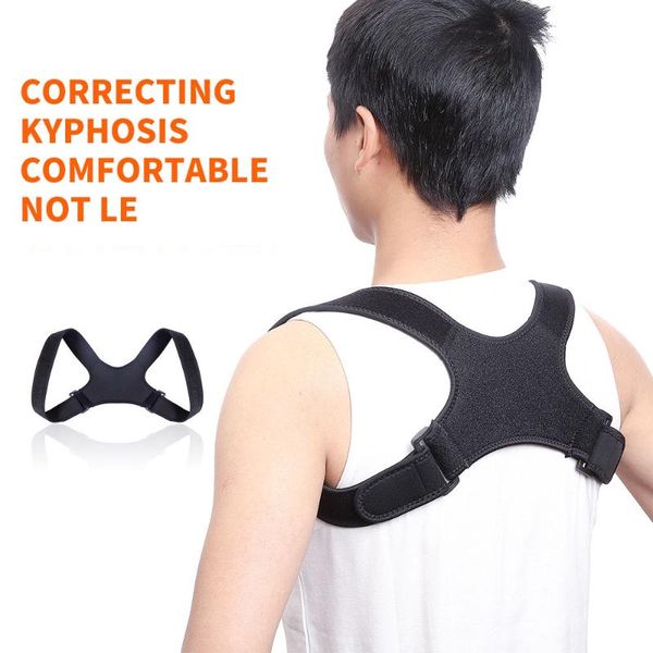 

band humpback back pain relief corrector brace spine posture protection shoulder correction support, Black;blue