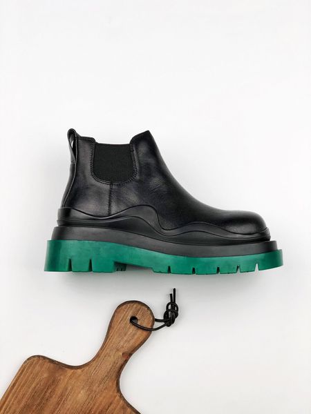 

designer winter chelsea boots fashion mona color matching thick and bottom couples british style catwalk popular street leisure christmas co, Black