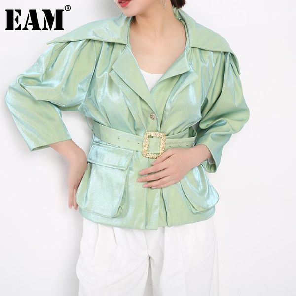 

women's jackets women's [] loose fit green bandage chic big size jacket lapel long sleeve women coat fashion tide spring autumn 20, Black;brown