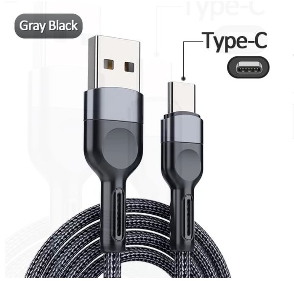 

fast charging type c usb mobile phone cables 1m/2m charge for samsung s20 s10 s9 note 20 plus lg nylon metal braided cable