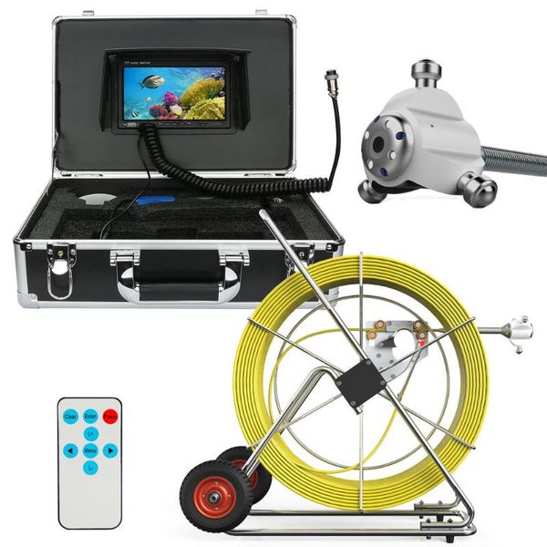 

7"lcd dvr hd 1000tvl sewer waterproof camera pipe pipeline drain inspection system 80m 100m 120m 160m fish finder