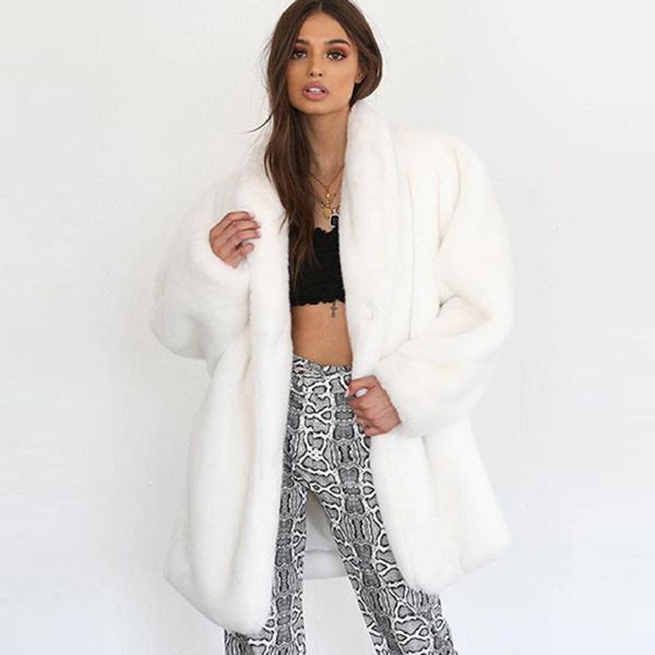 

women's fur & faux wepbel winter warm womens solid color cardigan coats fashion long sleeve fleece jackets loose outerwear overcoat, Black