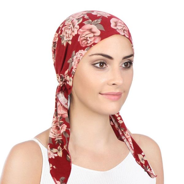 

beanie/skull caps muslim underscarf women veil head scarves printed scarf long two tail baotou cap turbans hijabs hat islamic turbante mujer, Blue;gray