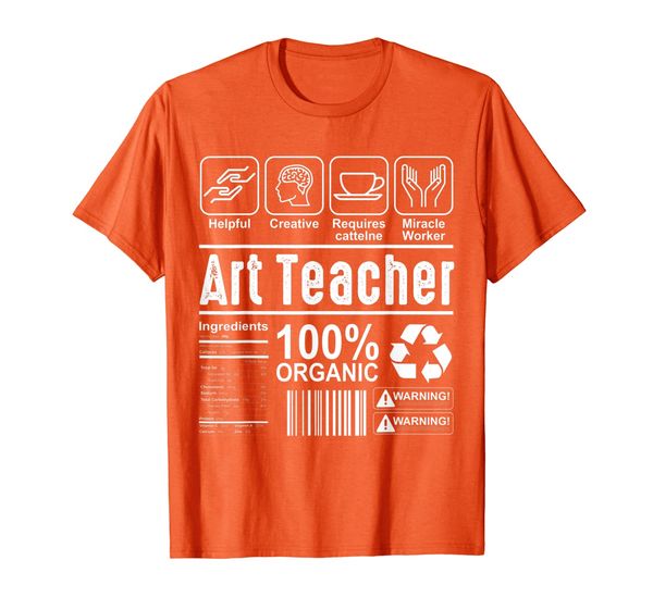 

art teacher 100% organic helpful creative warning shirt, White;black