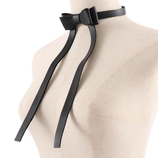 

chokers fashion leather bow punk collar necklace tie neckcloth, Golden;silver
