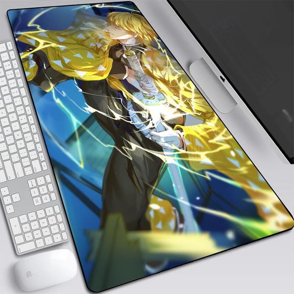 

mouse pads & wrist rests 70x30/90x40cm large keyboard mat anime demon slayer kimetsu no yaiba gaming pad locking edge table for pc laptop